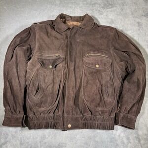 Vintage Norcuer Goat Suede Leather Bomber Jacket Brown Argentina Men's L